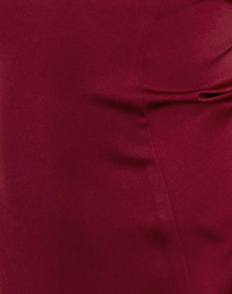 Oshi Open Back Mini Dress in Satin Red - Image 6