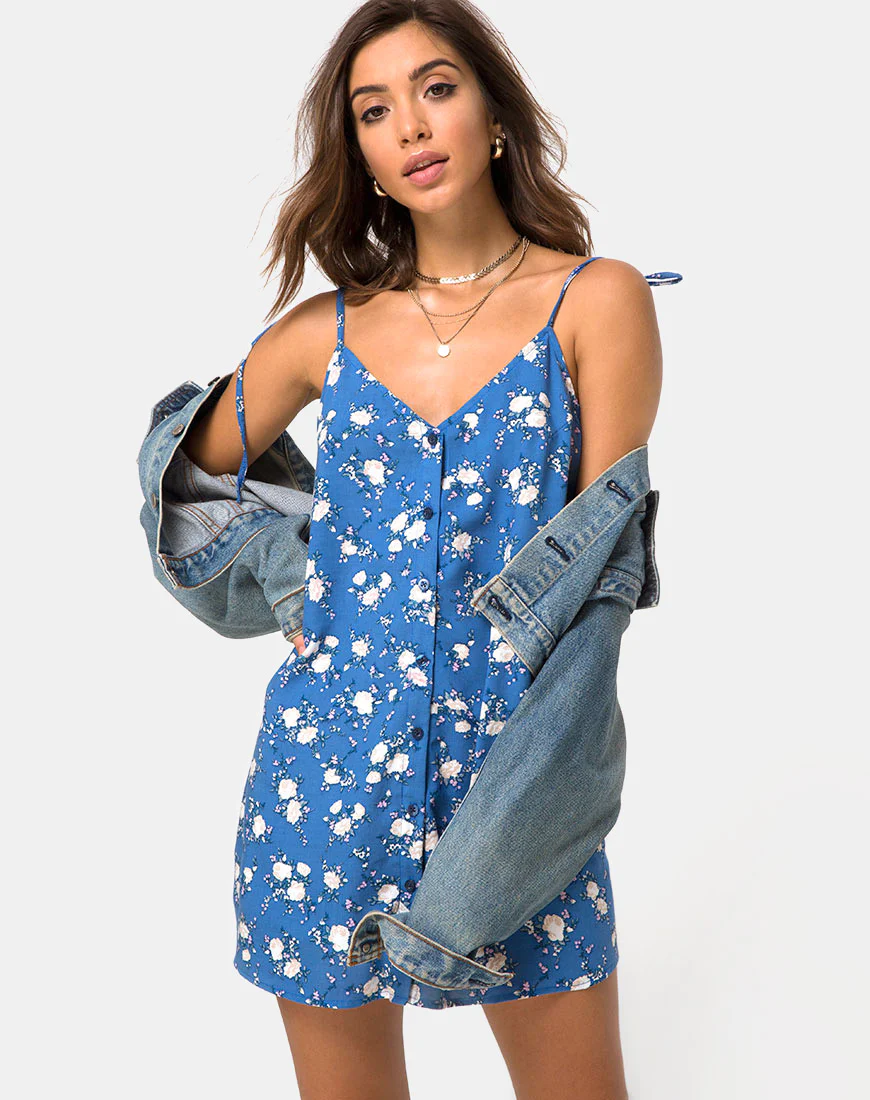 Osla Slip Dress in Soheila Floral Blue - Image 2