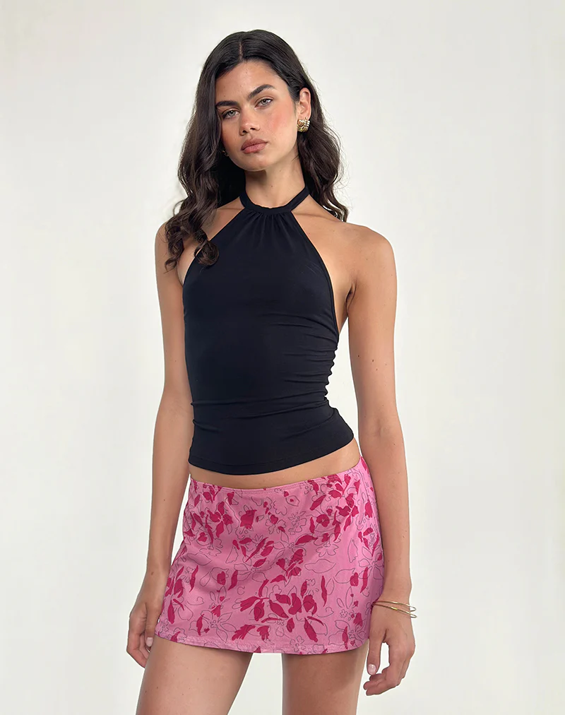 Osuya Mini Skirt in Stencil Flower Pink - Image 4