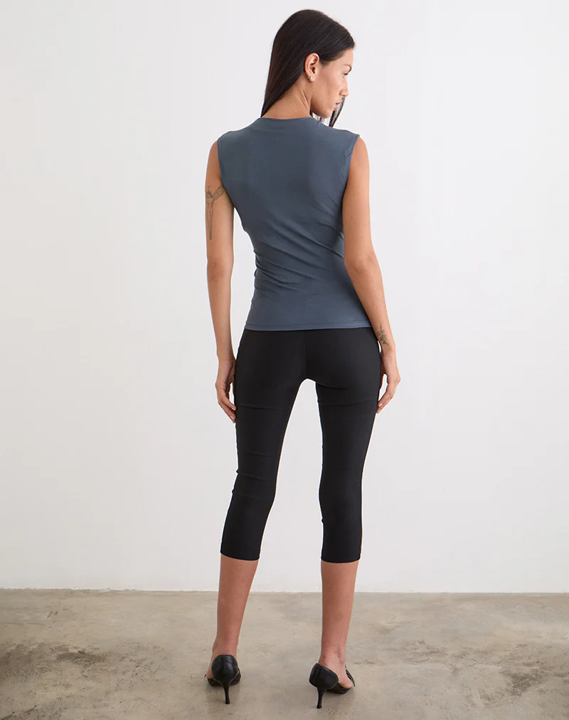 Otso Twist Wrap Top in Rayon Jersey Ocean Storm - Image 5