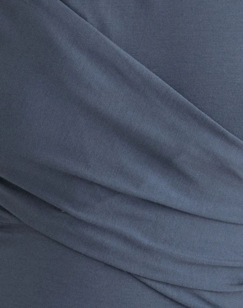 Otso Twist Wrap Top in Rayon Jersey Ocean Storm - Image 7