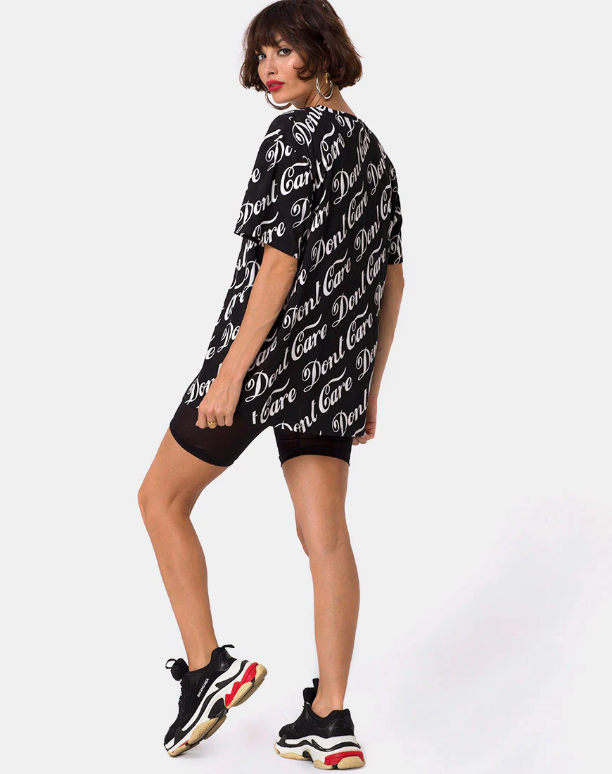 Oversize Basic Tee in Black Don’t Care Full Print by Mote - Image 4