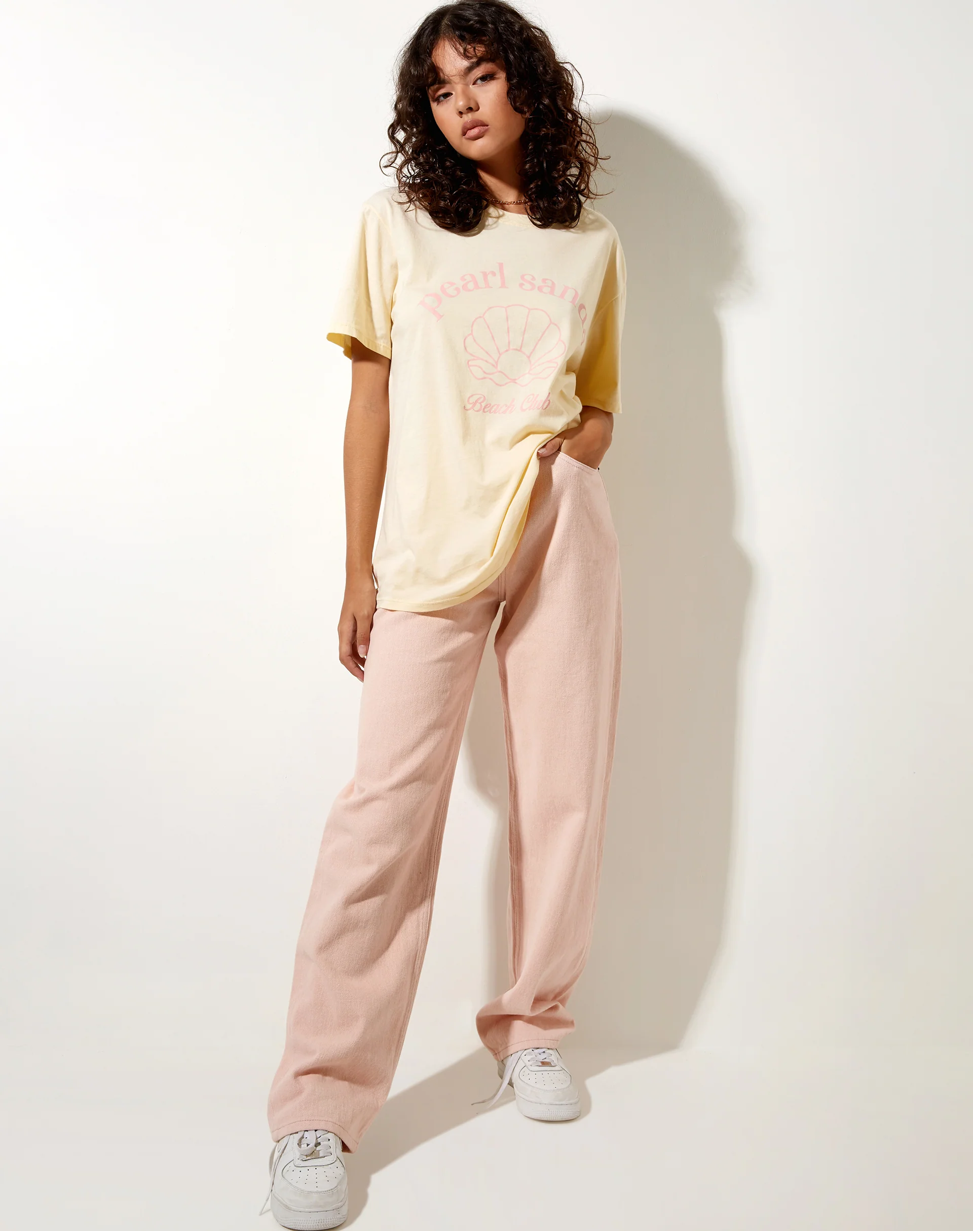 Oversize Basic Tee in Buttercream Pearl Sands - Image 3