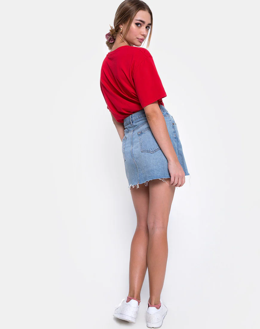 Oversize Basic Tee in Heartbreaker Club Red - Image 4