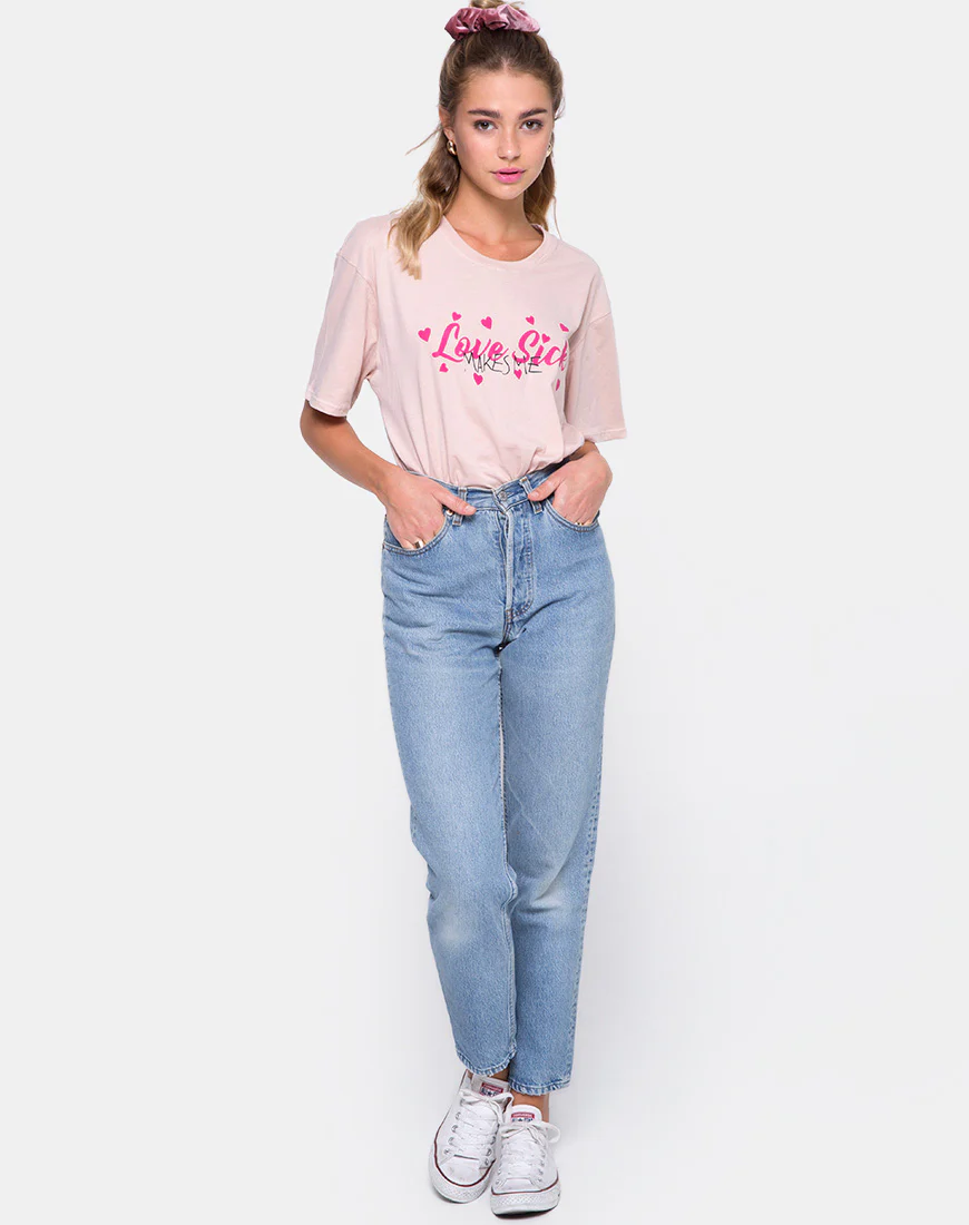 Oversize Basic Tee in Love Makes Me Sick Blush - Image 3