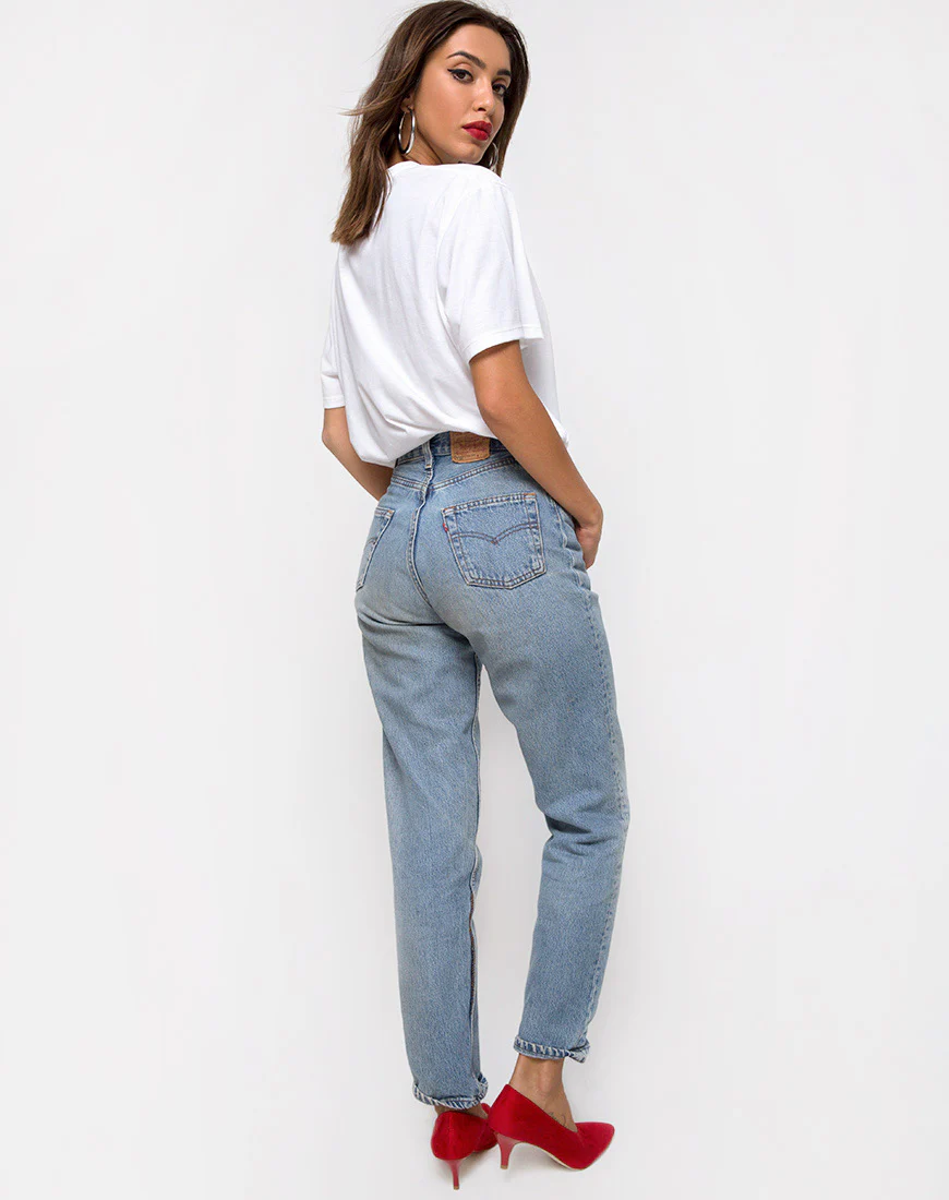 Oversize Basic Tee in White with Rose - Image 4