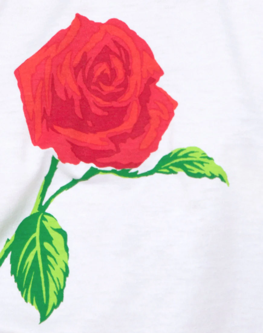 Oversize Basic Tee in White with Rose - Image 5
