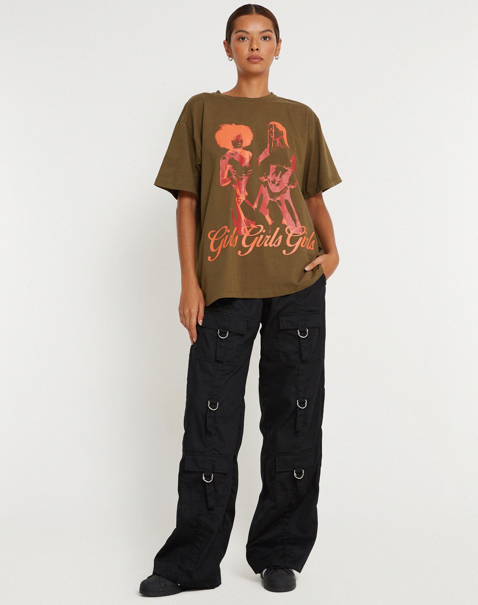 Oversize Basic Tee in Khaki Girls Girls Girls - Image 3