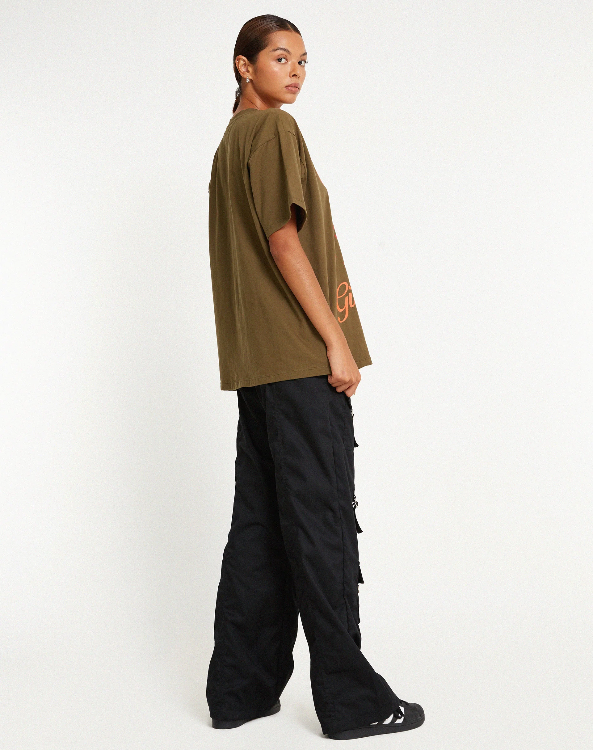 Oversize Basic Tee in Khaki Girls Girls Girls - Image 4