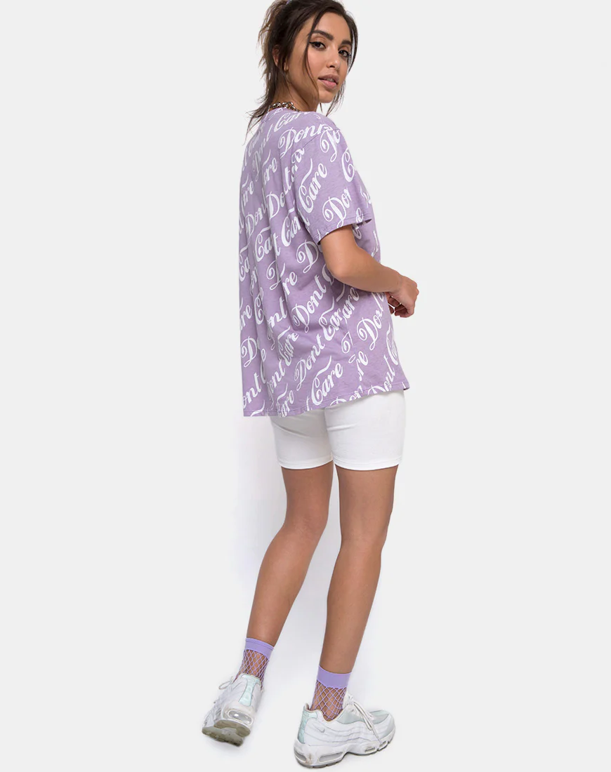 Oversize Basic Tee in Lilac “Don’t Care” - Image 4