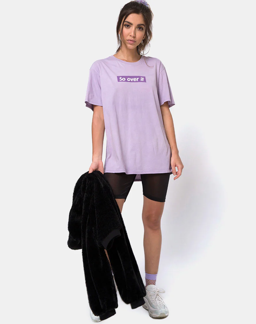 Oversize Basic Tee in Lilac "So Over It" - Image 3