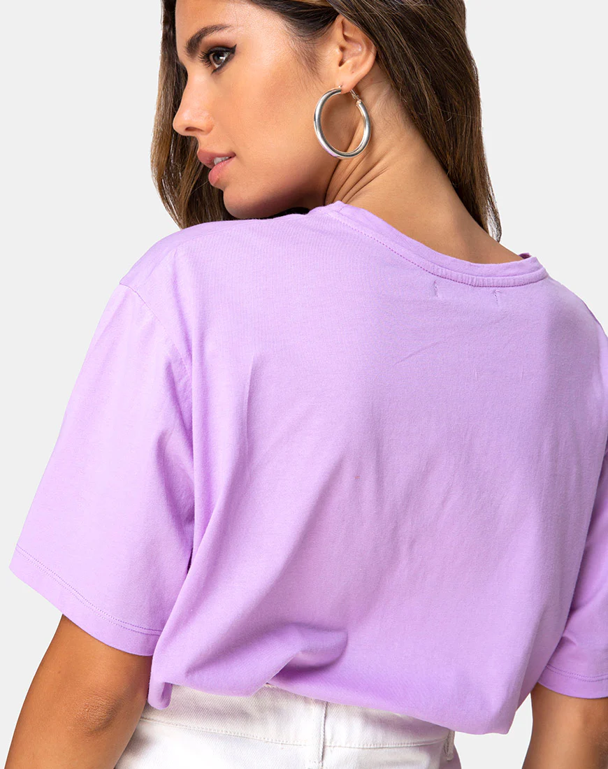 Oversize Basic Tee in Lilac with Angel Embro - Image 2