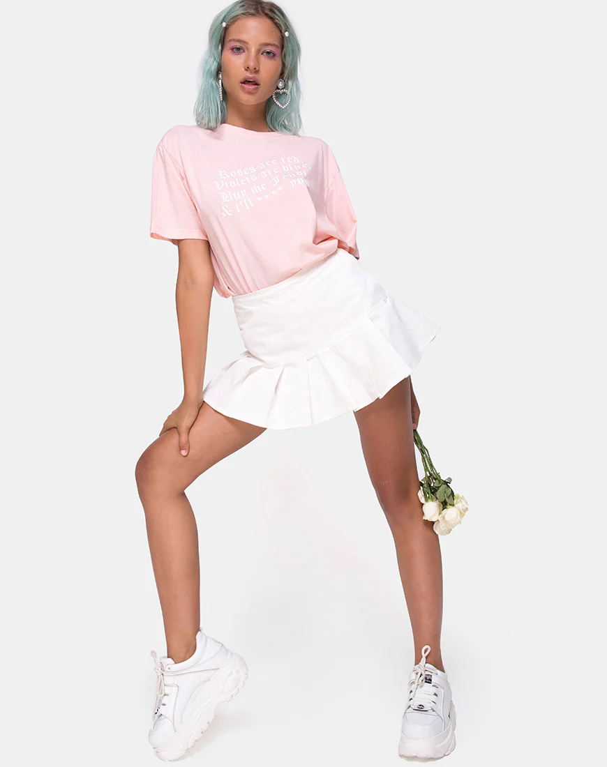 Oversize Basic Tee in Pink with Roses are Red Text X Top Girl - Image 2