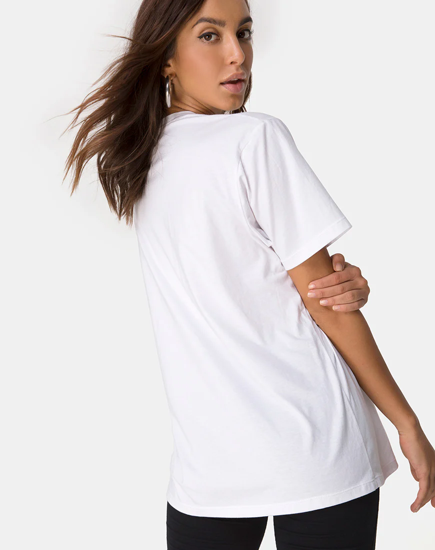 Oversize Basic Tee in White with Dancing Drake - Image 2