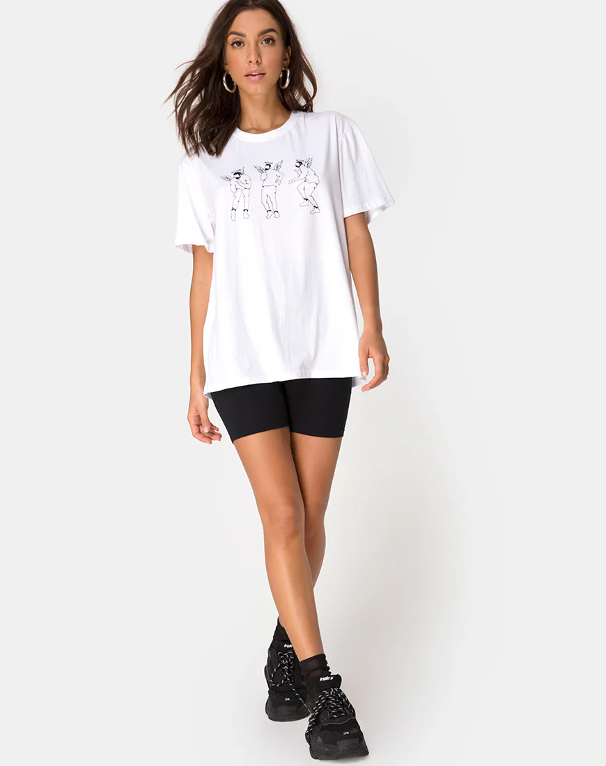 Oversize Basic Tee in White with Dancing Drake - Image 3