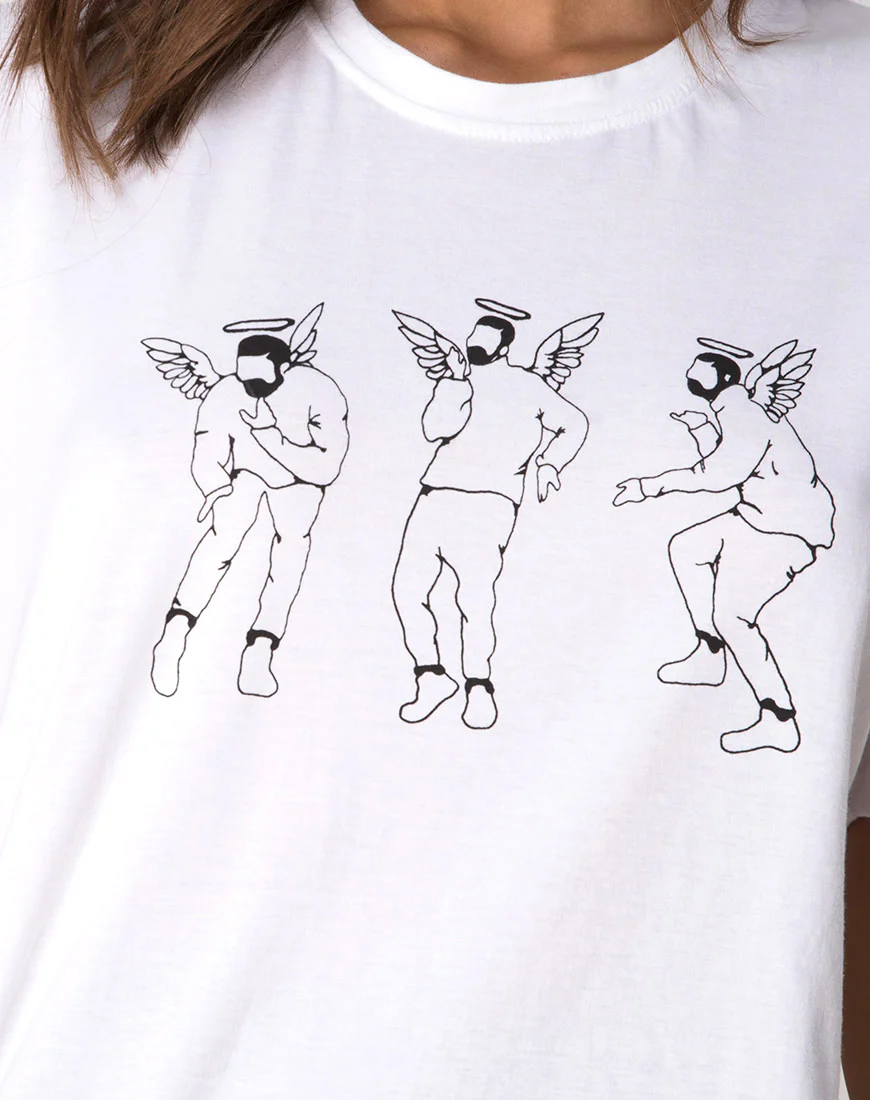 Oversize Basic Tee in White with Dancing Drake - Image 5