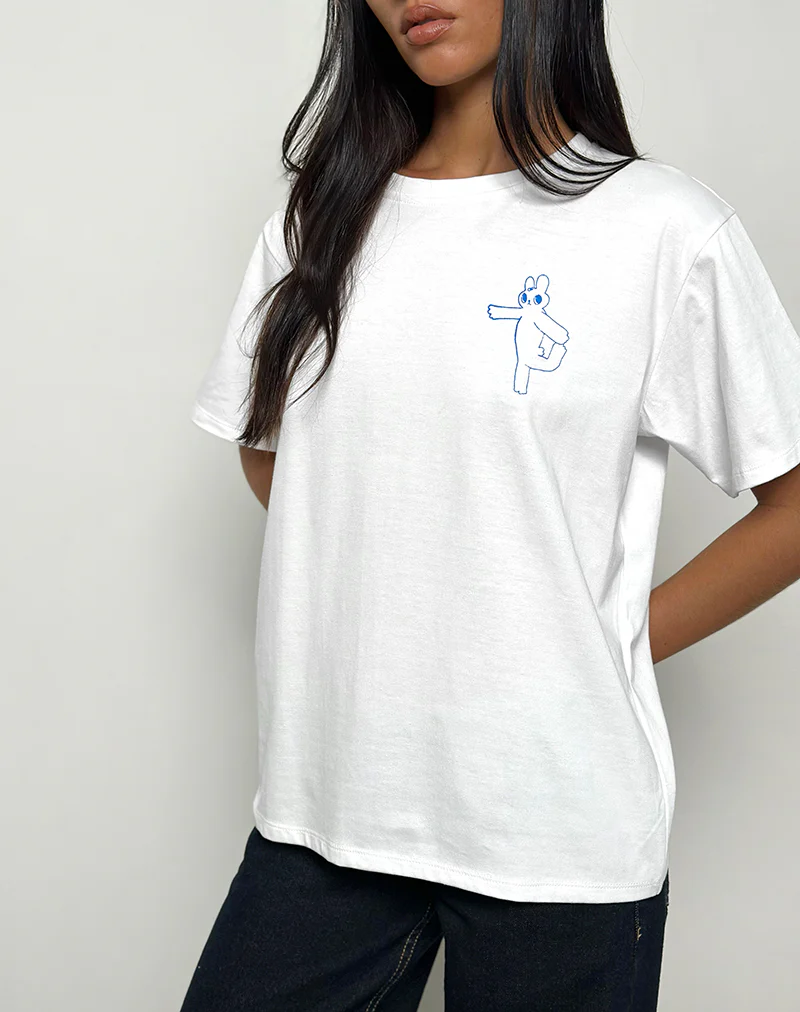 Oversize Basic Tee in White with Doing My Best Graphic - Image 4