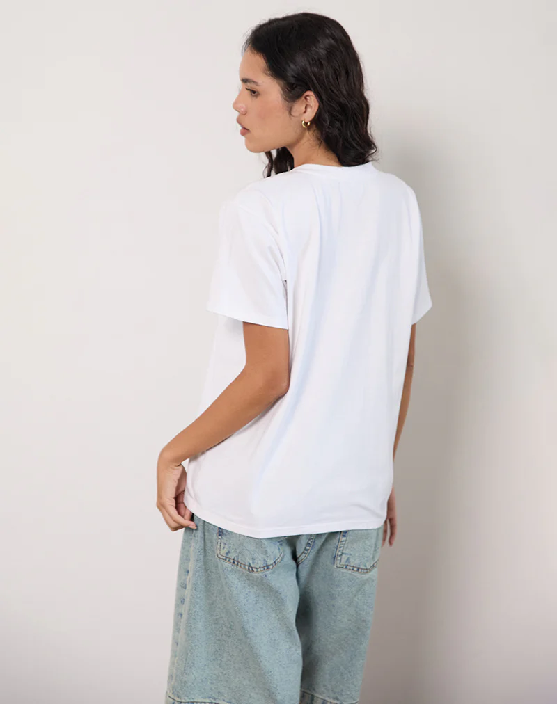 Oversize Basic Tee in White with Aries Motel Pet Print - Image 3