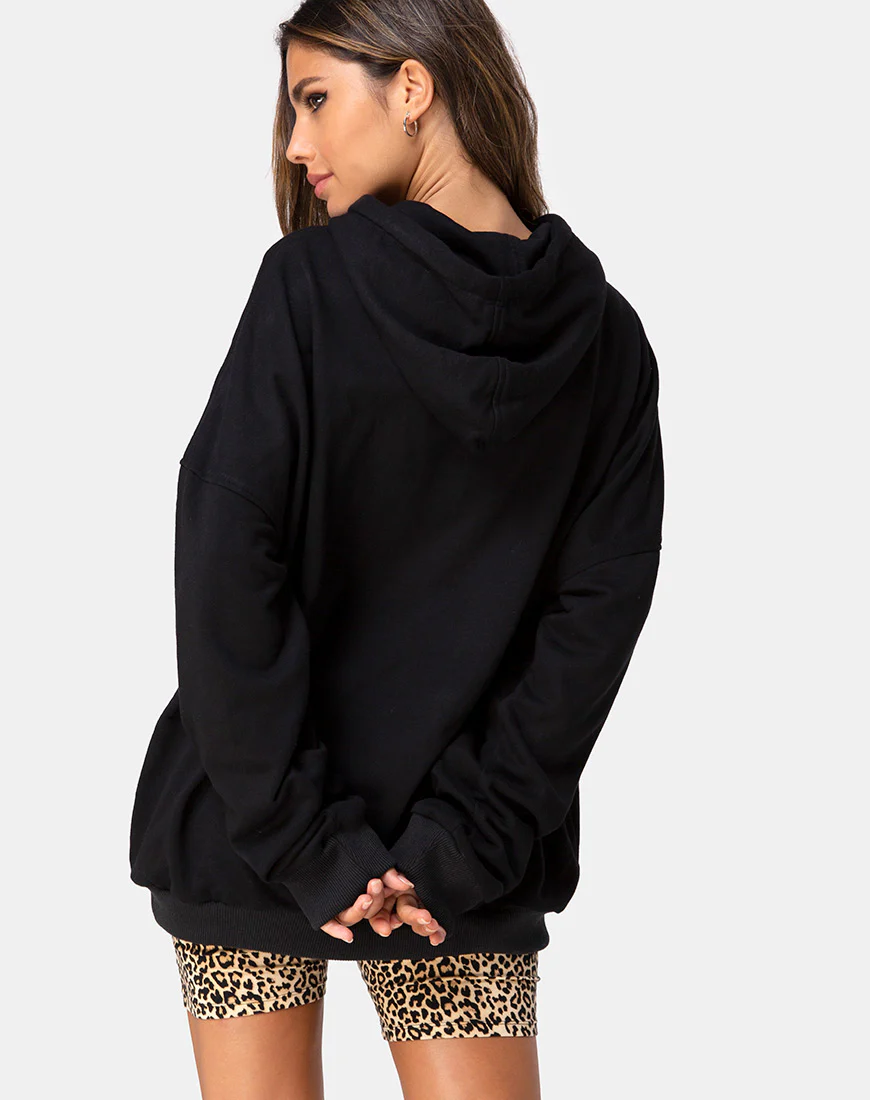 Oversize Hoody in Black with Angel Embro - Image 2