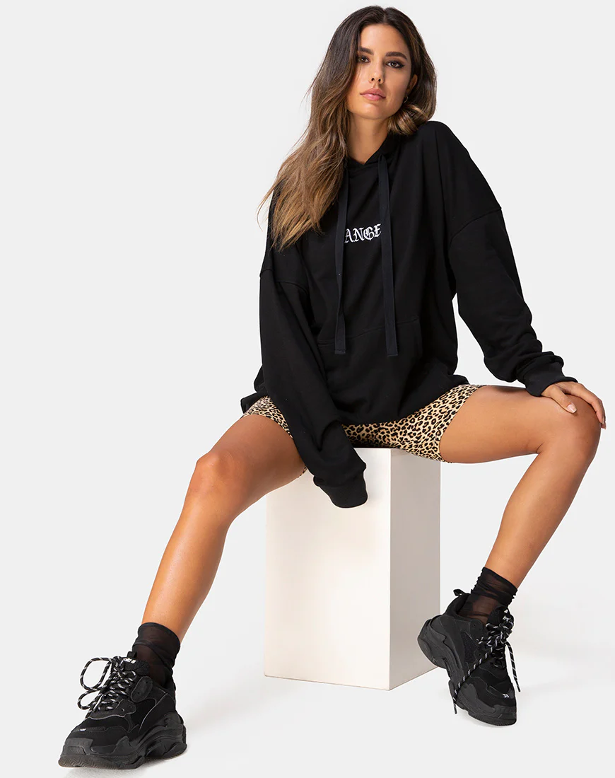 Oversize Hoody in Black with Angel Embro - Image 3