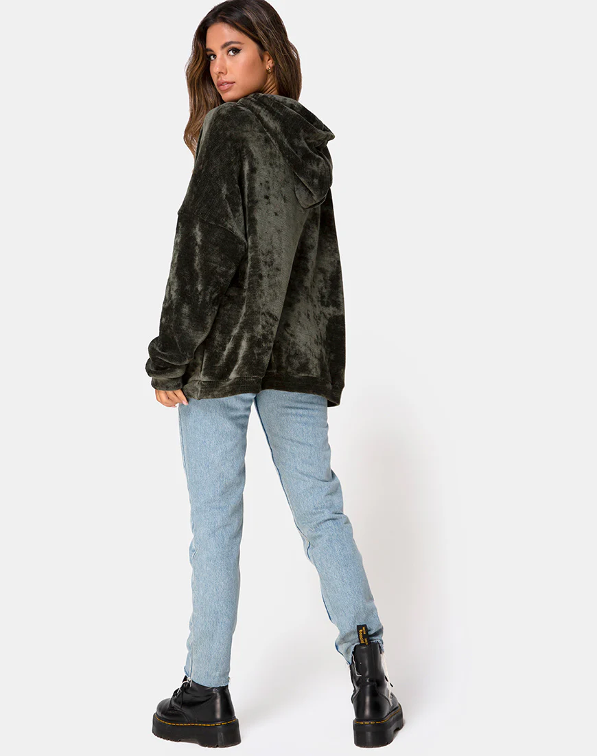 Oversize Hoody in Chenille Olive - Image 4