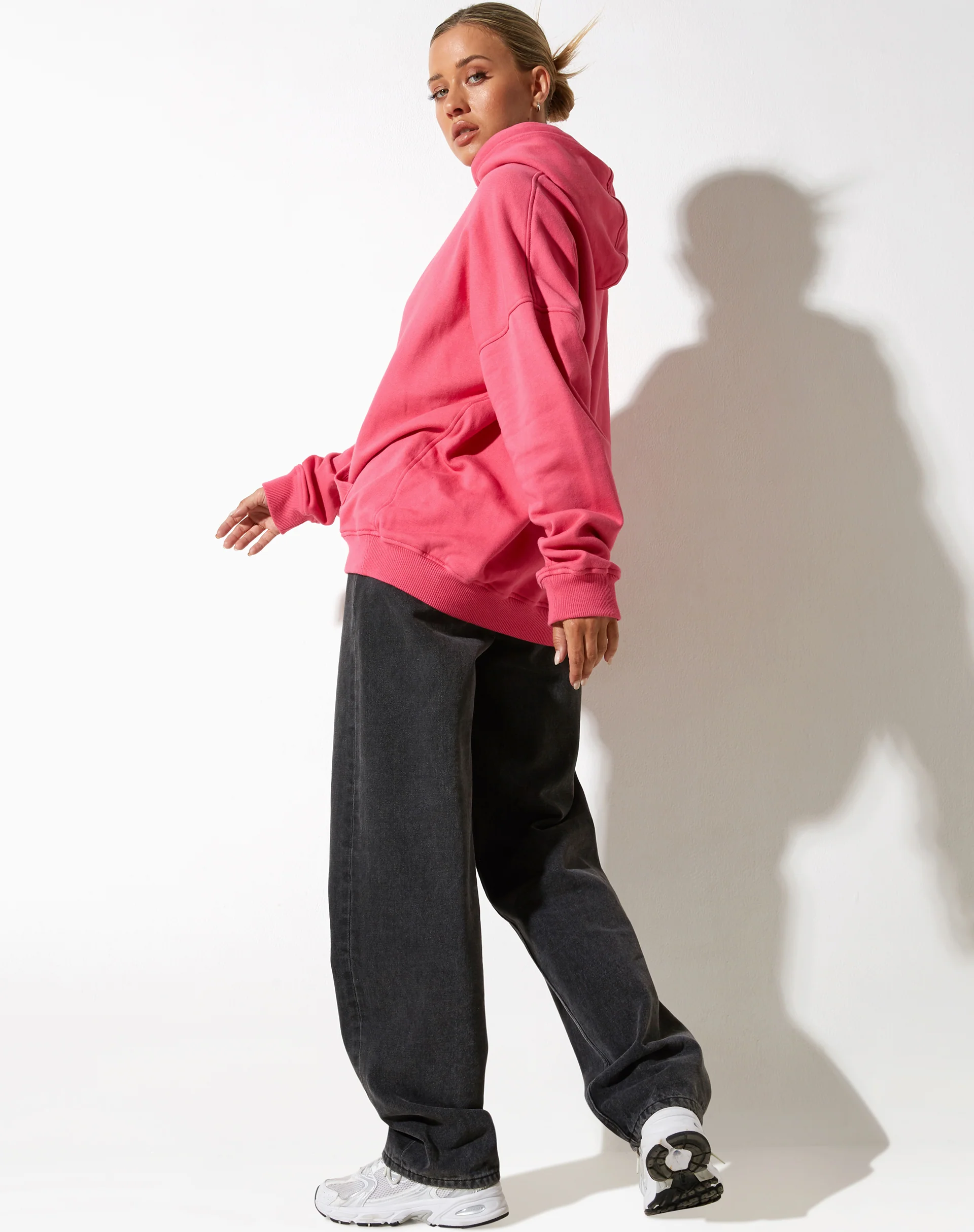 Oversize Hoodie in Fandango Pink with 'Different' Embro - Image 5