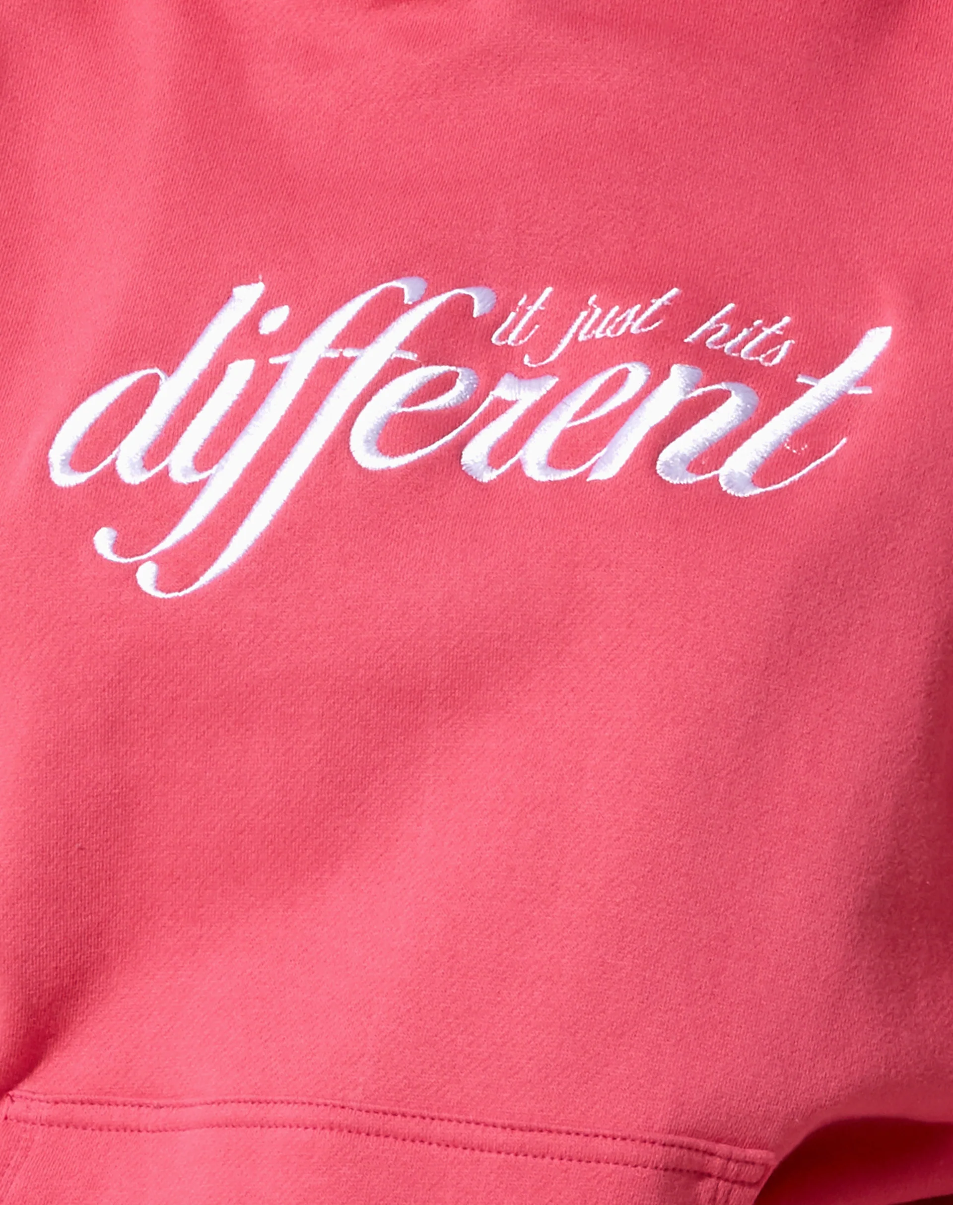 Oversize Hoodie in Fandango Pink with 'Different' Embro - Image 6