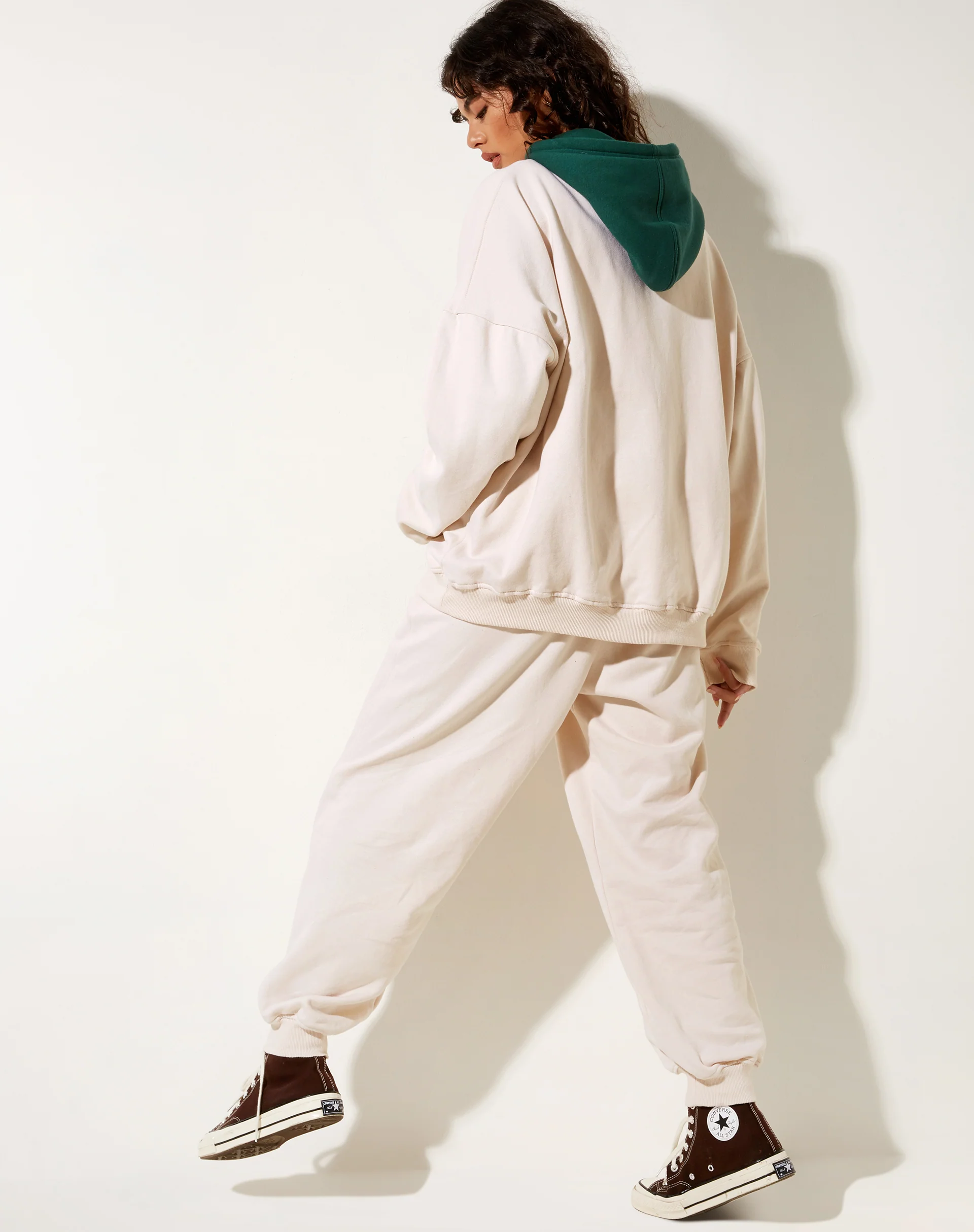 Oversize Hoodie in Forest Green Winter White M Embro - Image 5