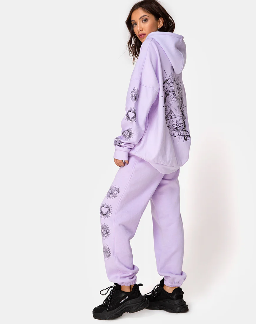 Oversize Hoody in Lilac 'All Of My Bones' - Image 2