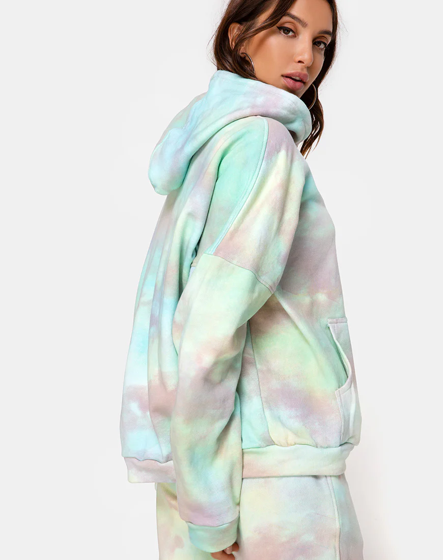 Oversize Hoodie in Pastel Tie Dye - Image 2