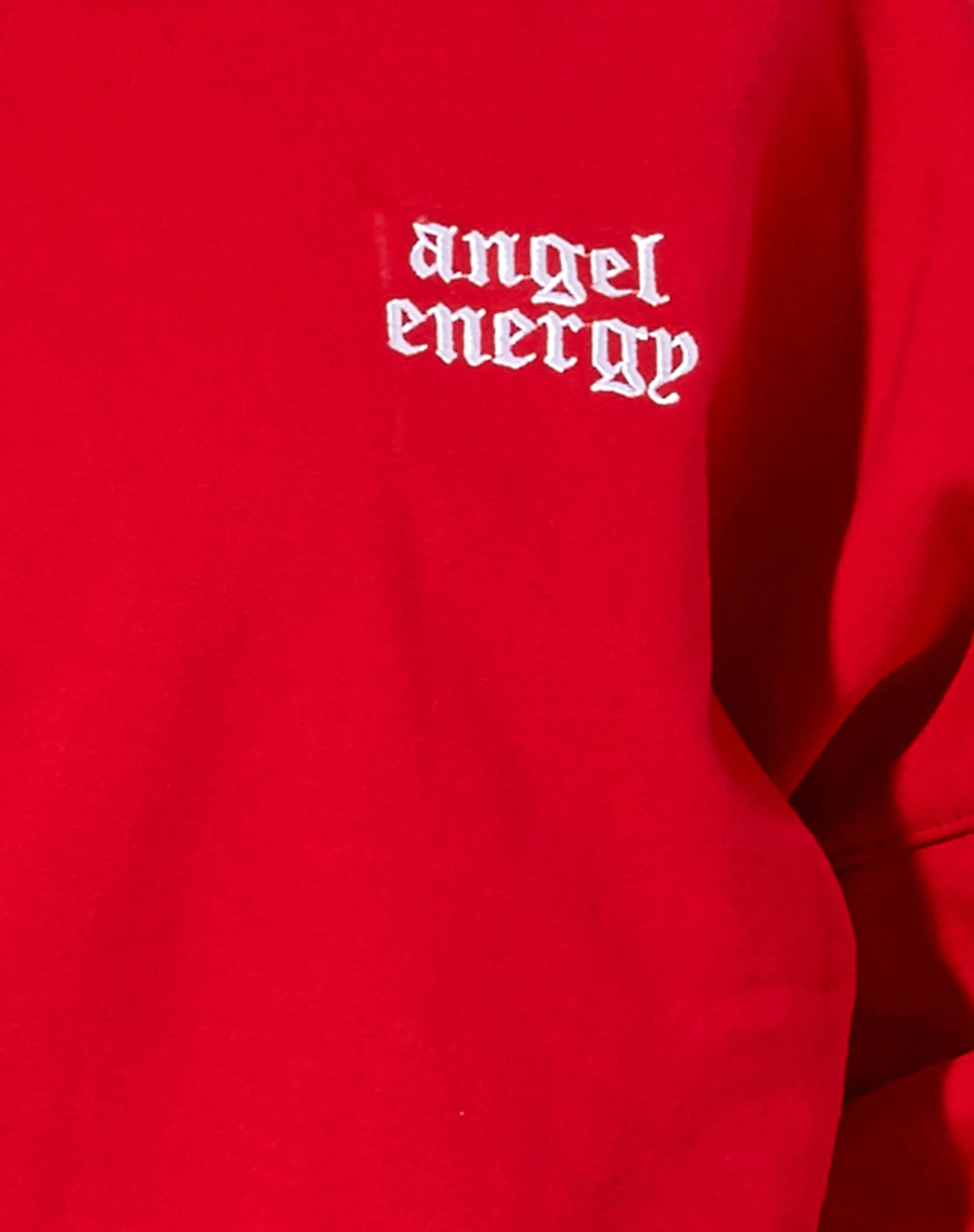 Oversize Hoodie in Racing Red with 'Angel Energy' Embro - Image 5