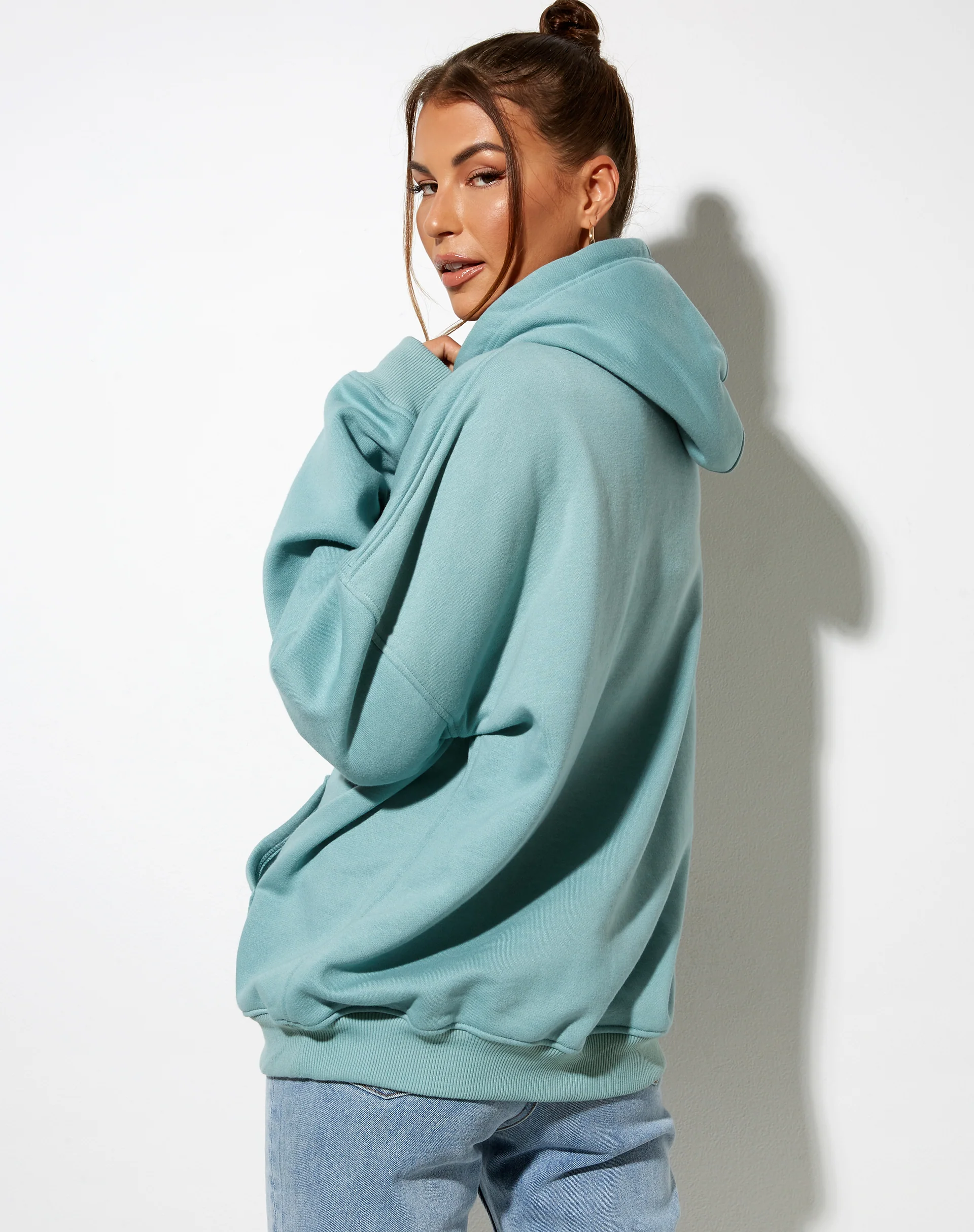 Oversize Hoodie in Seafoam 'Angel' Embro - Image 2