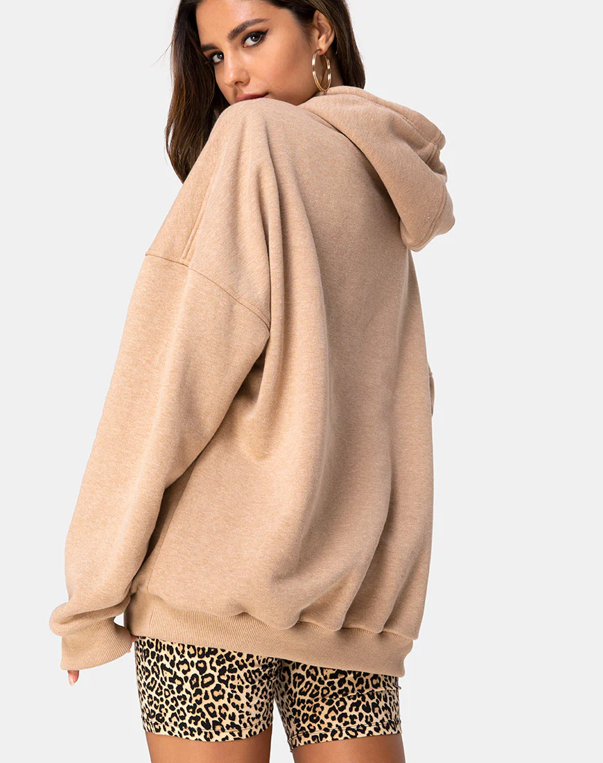 Oversize Hoody in Tan I Want it Embro - Image 2