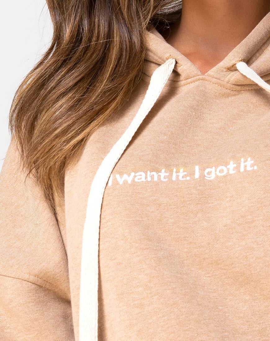 Oversize Hoody in Tan I Want it Embro - Image 7