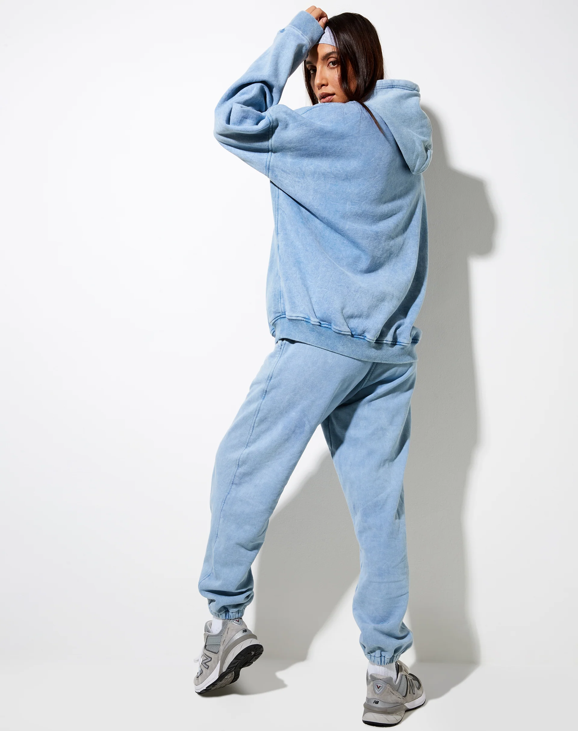 Oversize Hoodie in Washed Blue 'Angel Energy' Wings - Image 2