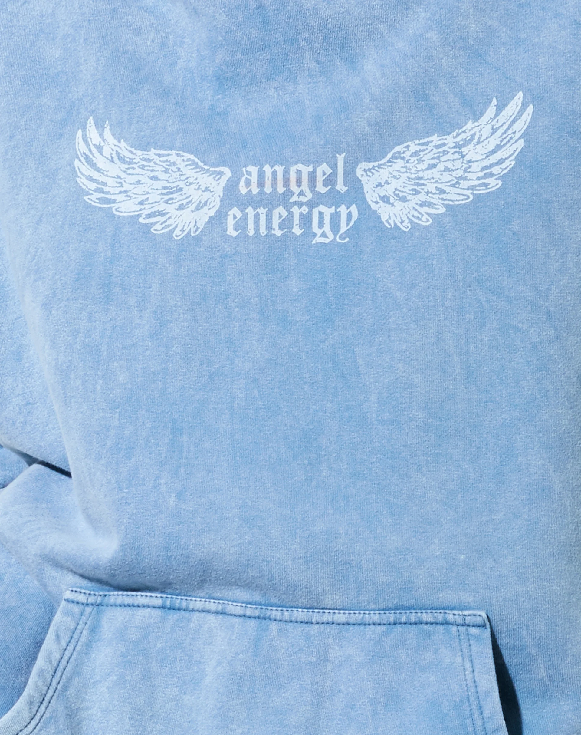 Oversize Hoodie in Washed Blue 'Angel Energy' Wings - Image 5