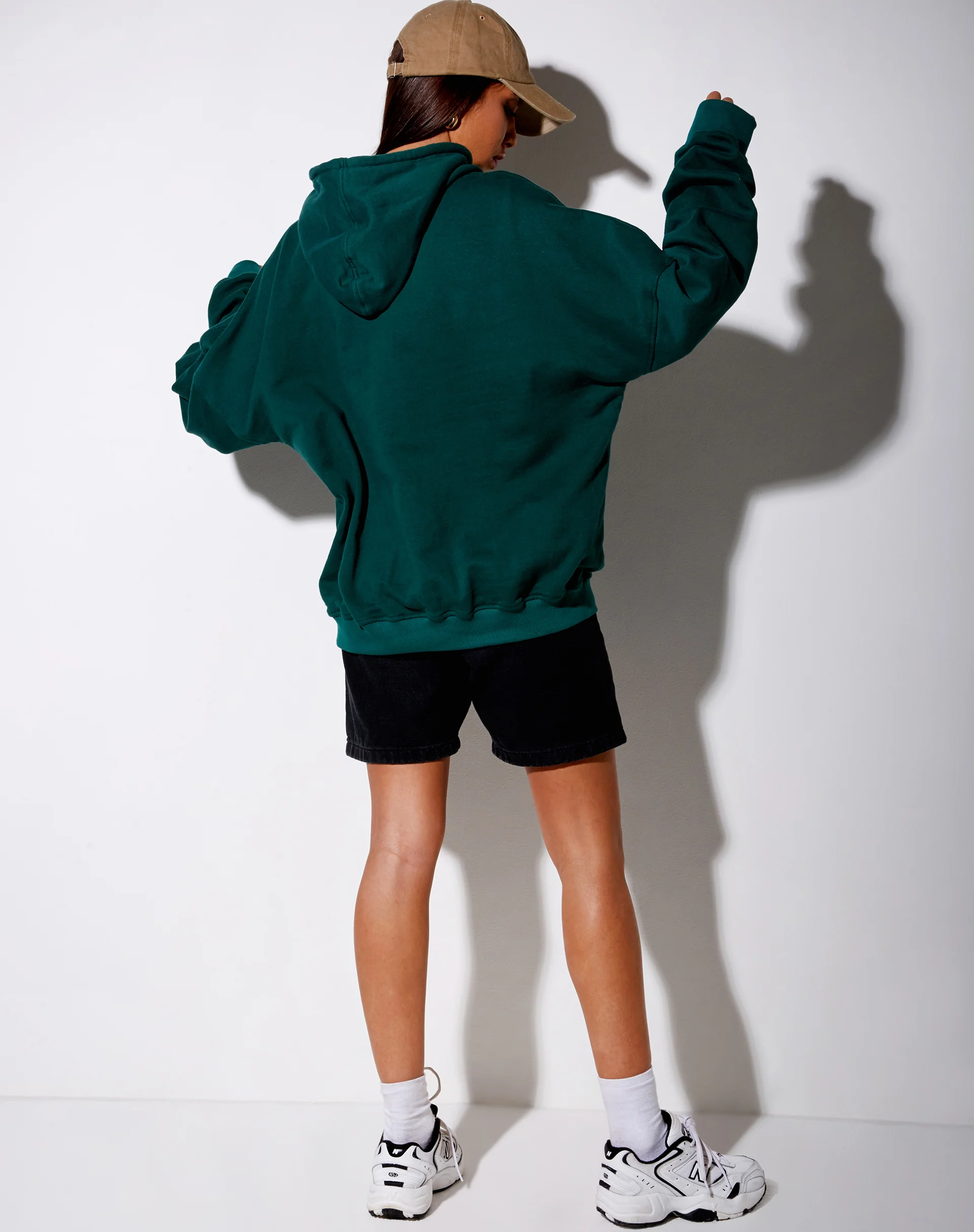 Oversize Hoody in Bottle Green 'Too Many Feelings' - Image 4