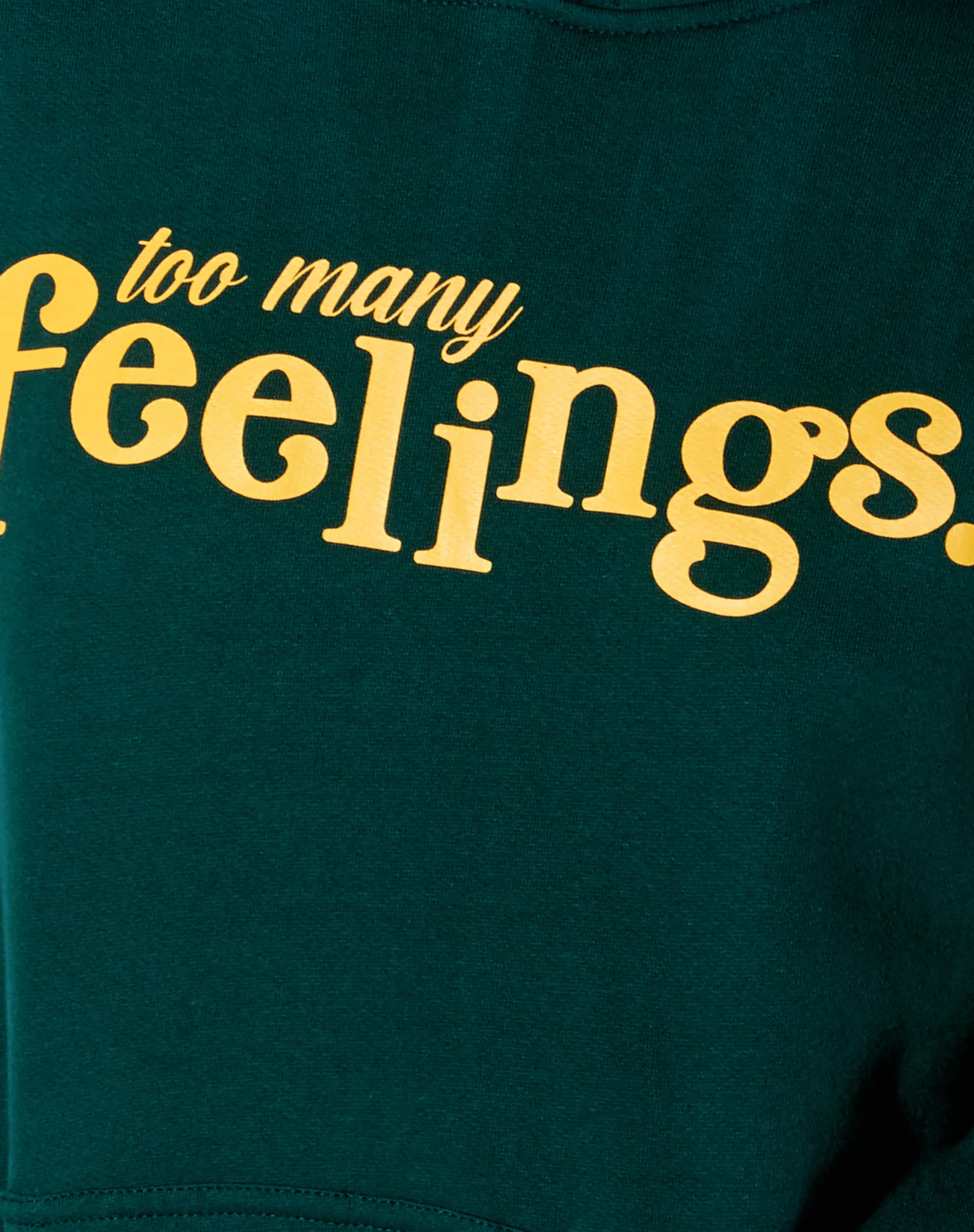 Oversize Hoody in Bottle Green 'Too Many Feelings' - Image 5