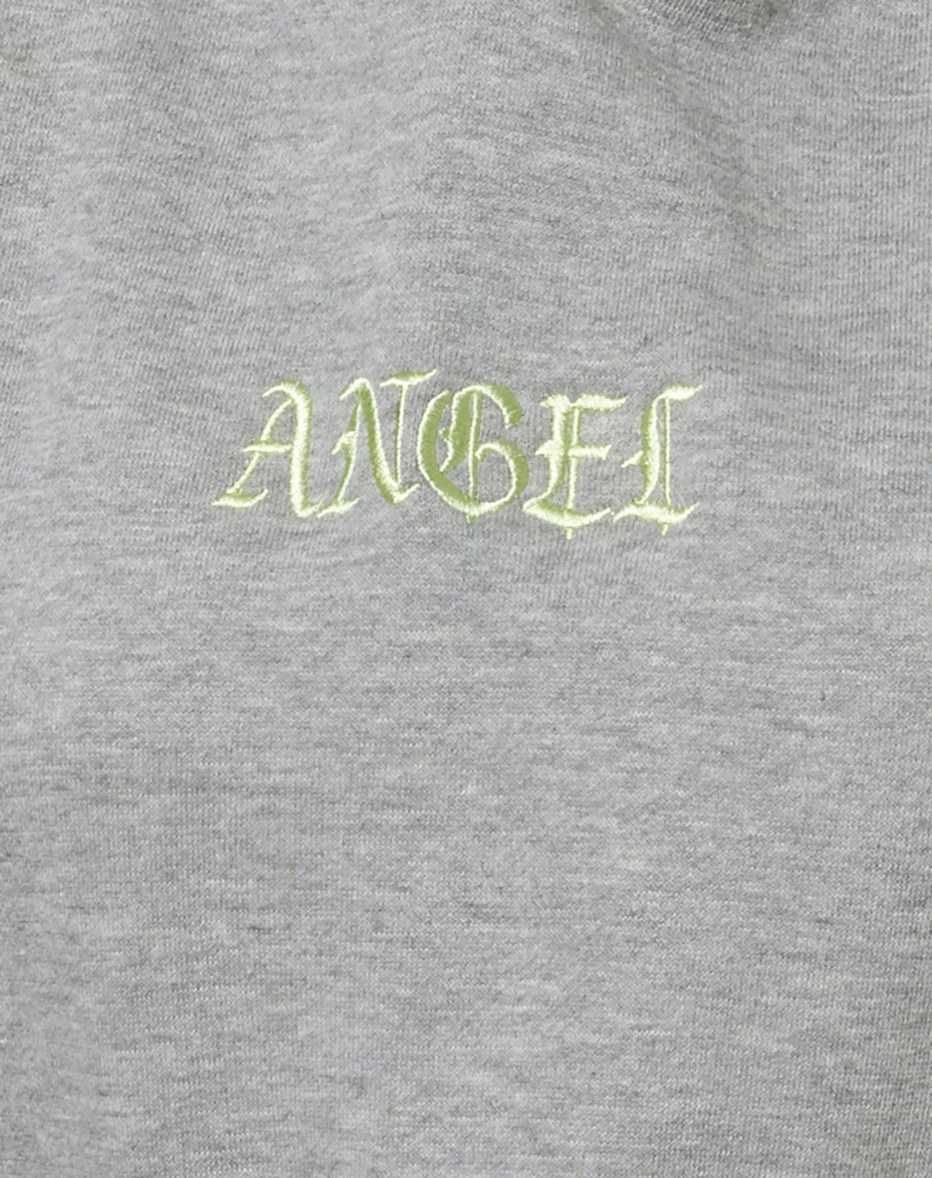Oversize Hoody in Greymarl with 'Angel' Embro in Lemon - Image 4
