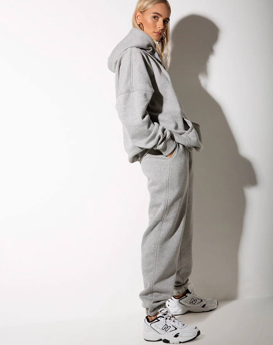 Oversize Hoody in Greymarl Motel Barcode Embro - Image 4