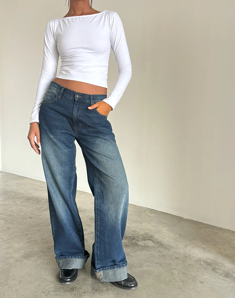 Oversized Dad Low Rise Jeans in Dark Vintage - Image 3