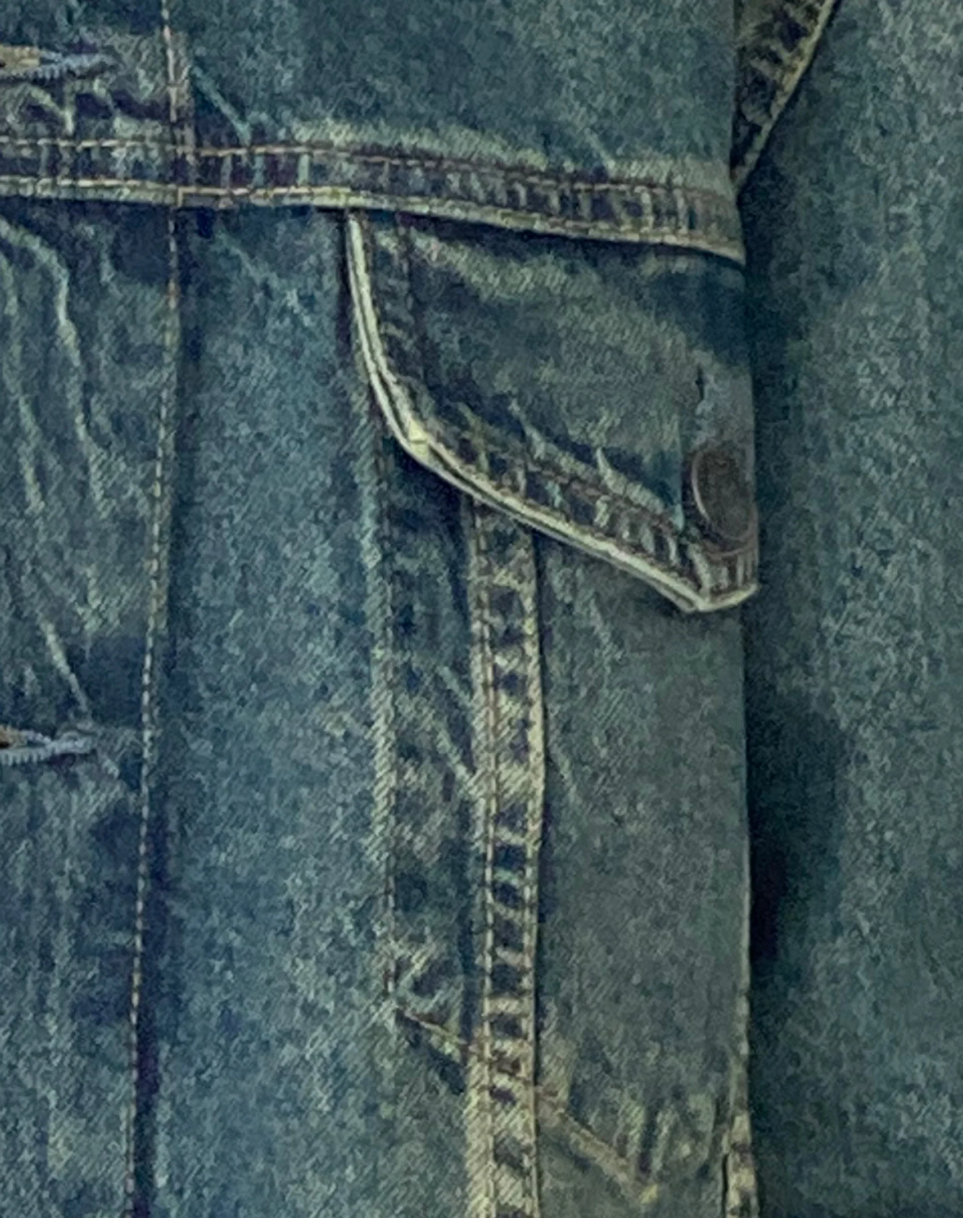 Oversized Denim Jacket in Brown Blue Acid - Image 6