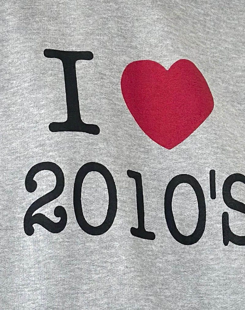 Oversized Hoodie in Grey Marl with I Love 2010's Print - Image 7