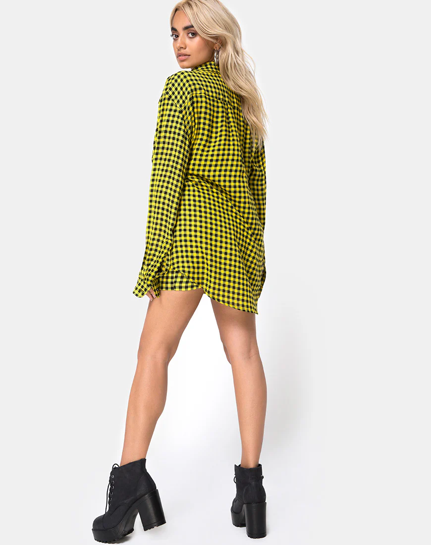 Oxford Shirt in Medium Gingham Yellow - Image 4