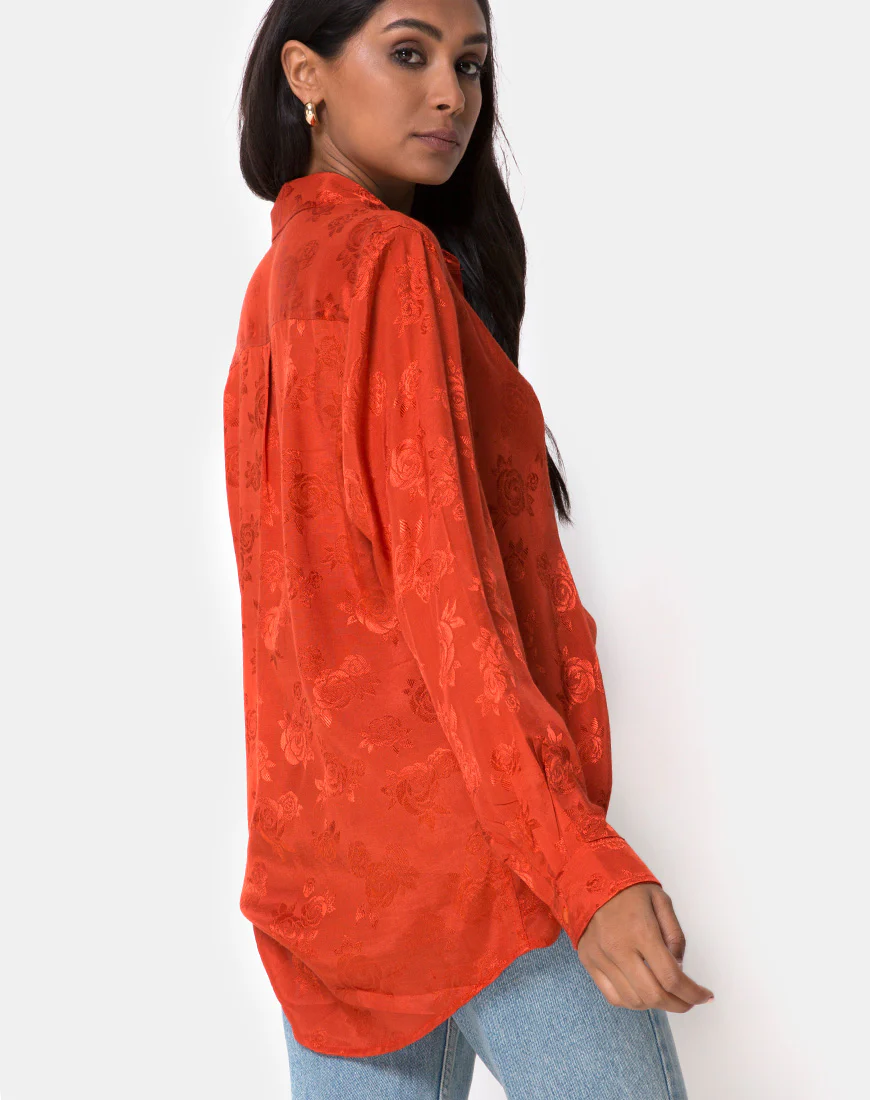 Oxford Shirt in Satin Rust Rose - Image 2
