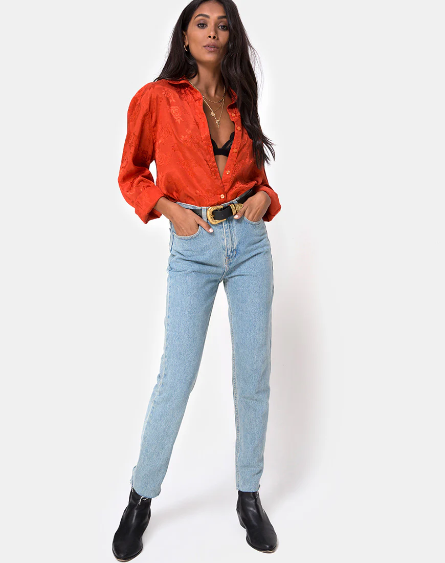 Oxford Shirt in Satin Rust Rose - Image 3