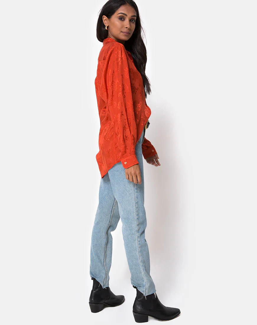 Oxford Shirt in Satin Rust Rose - Image 4