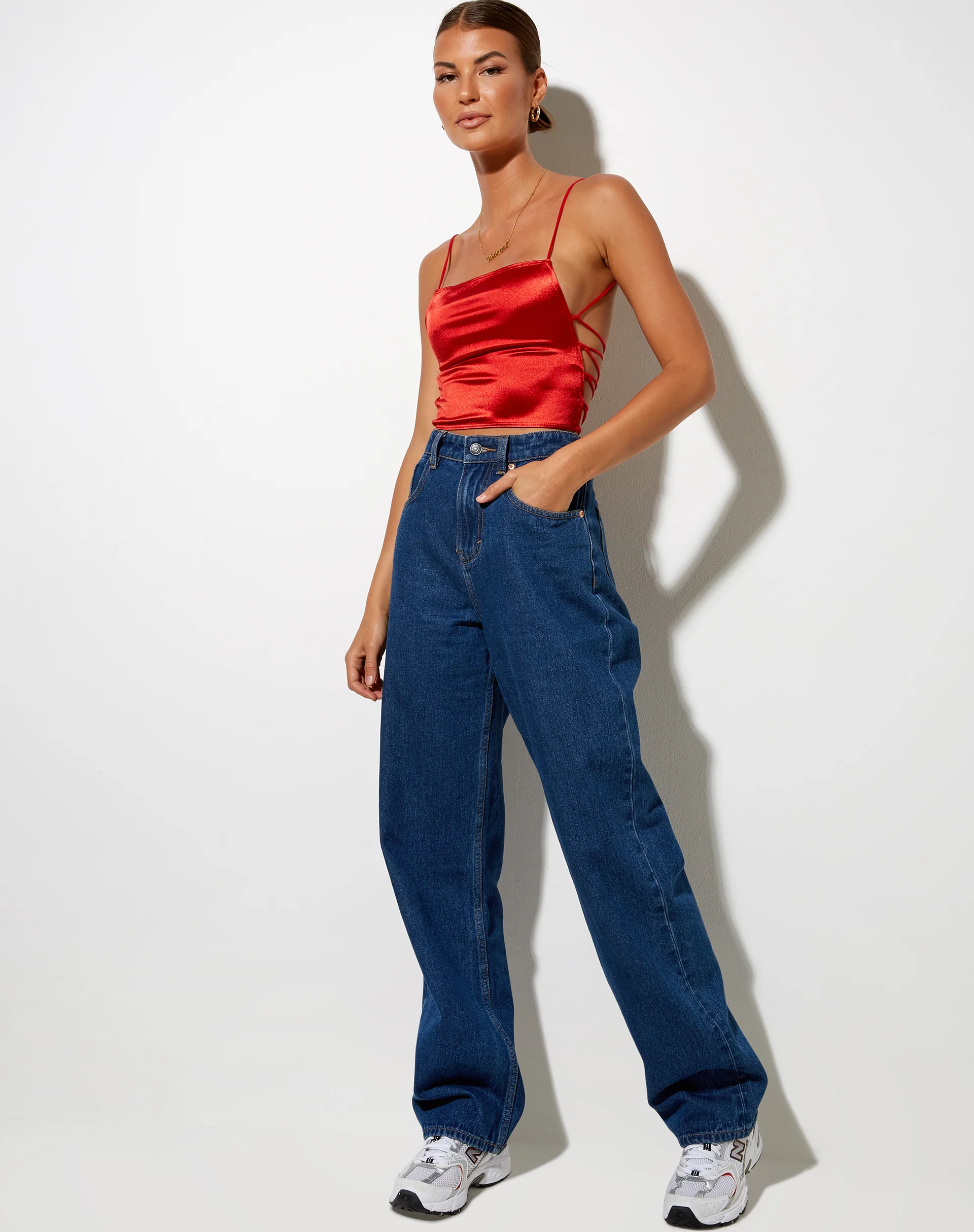Ozka Crop Top in Satin Rust - Image 3
