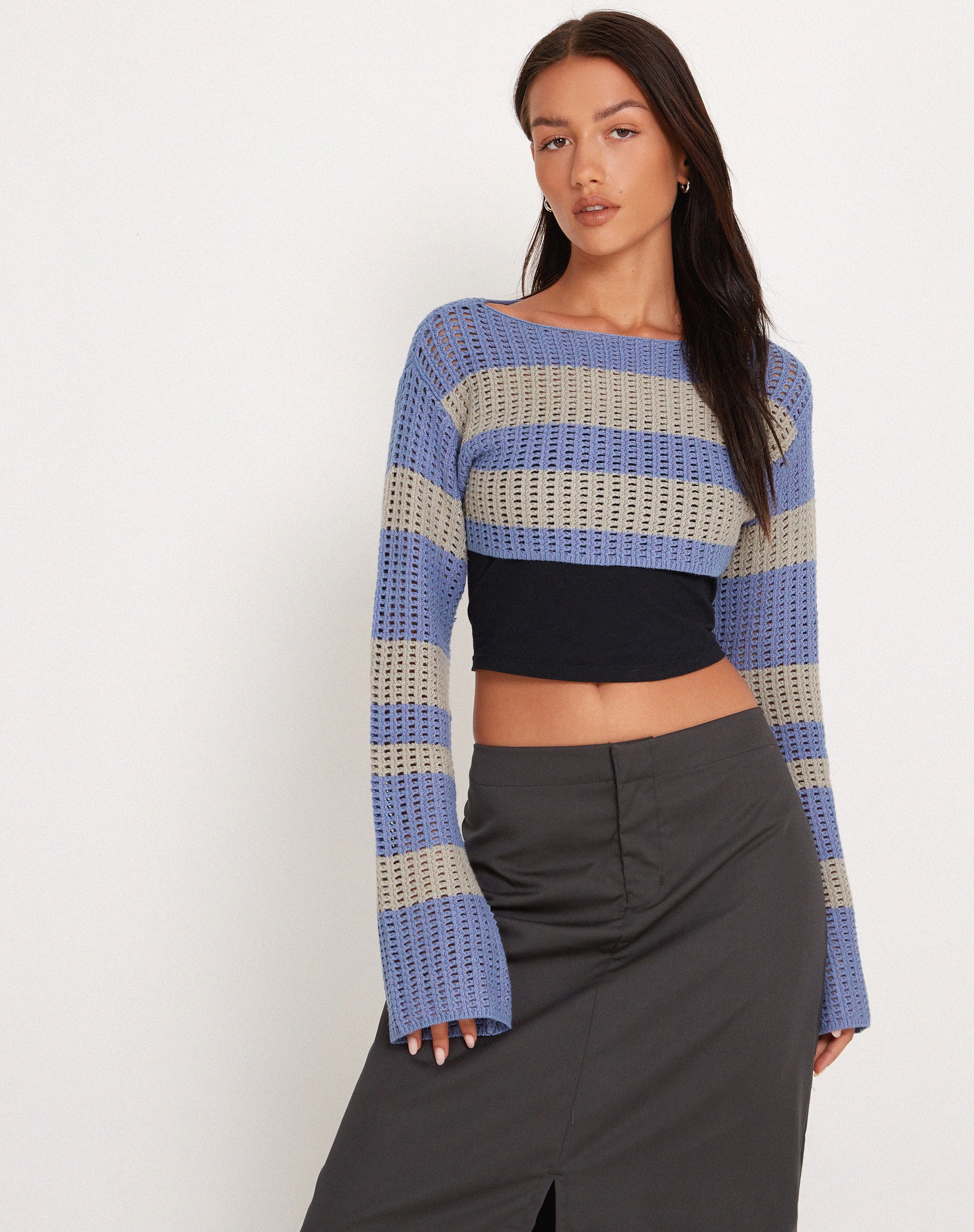 Ozzy Bolero Top in Grey Blue - Image 3