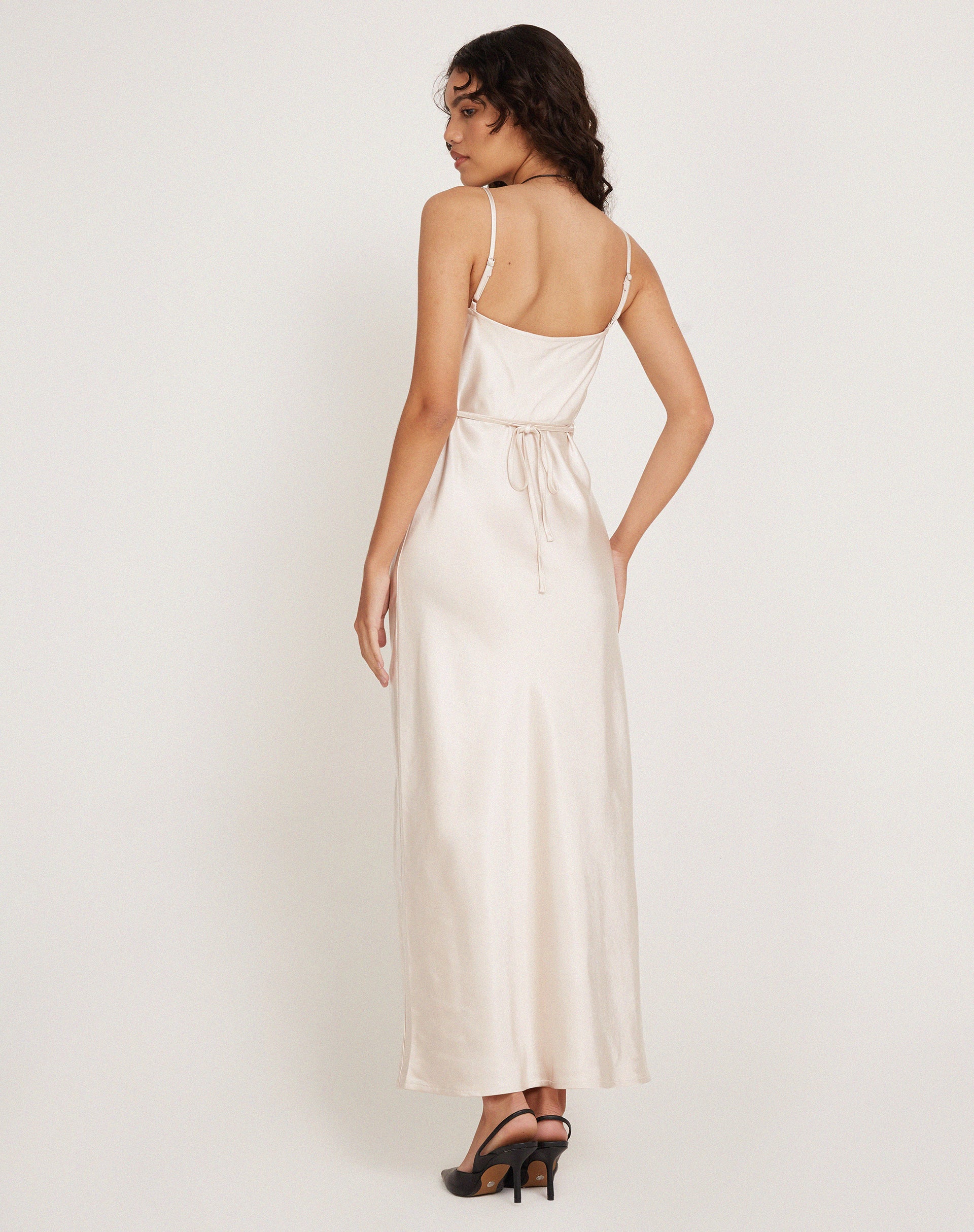 Padil Midi Dress in Satin Pearled Ivory - Image 6